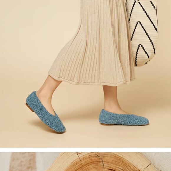 VIVAIA Margot Square-Toe Recycled Faux Fur Flats 43 12 - Picture 8 of 10